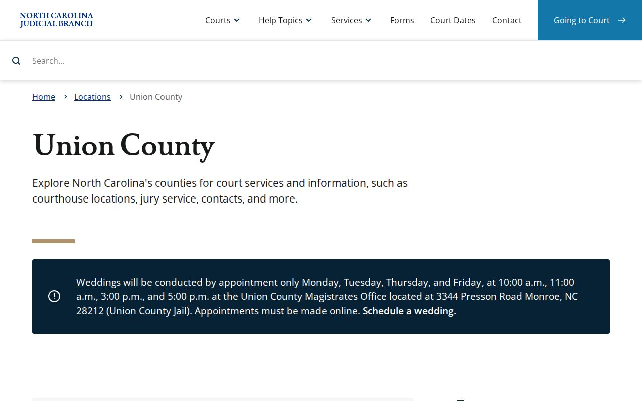 Union County residents directory court location source